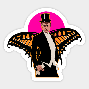 Boy with butterfly wings is chic and smokes cigarettes Sticker